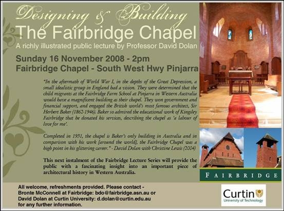 [Info about the Fairbridge Chapel Public Lecture]